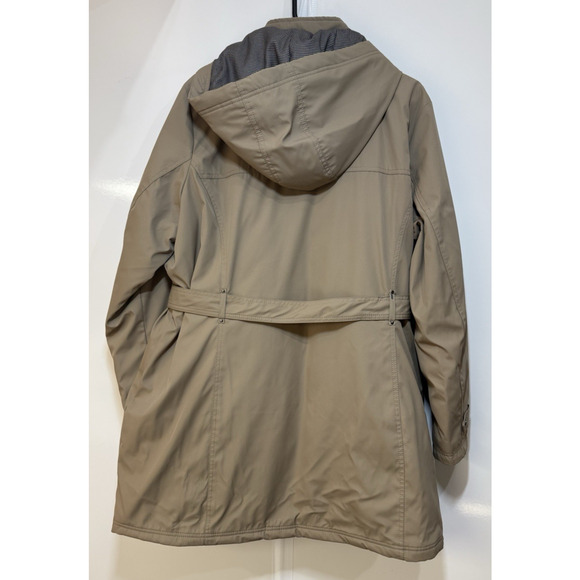 Weatherproof Waterproof Hooded Trench Coat Women's Size 2X Belted Khaki Quilted - Picture 2 of 10